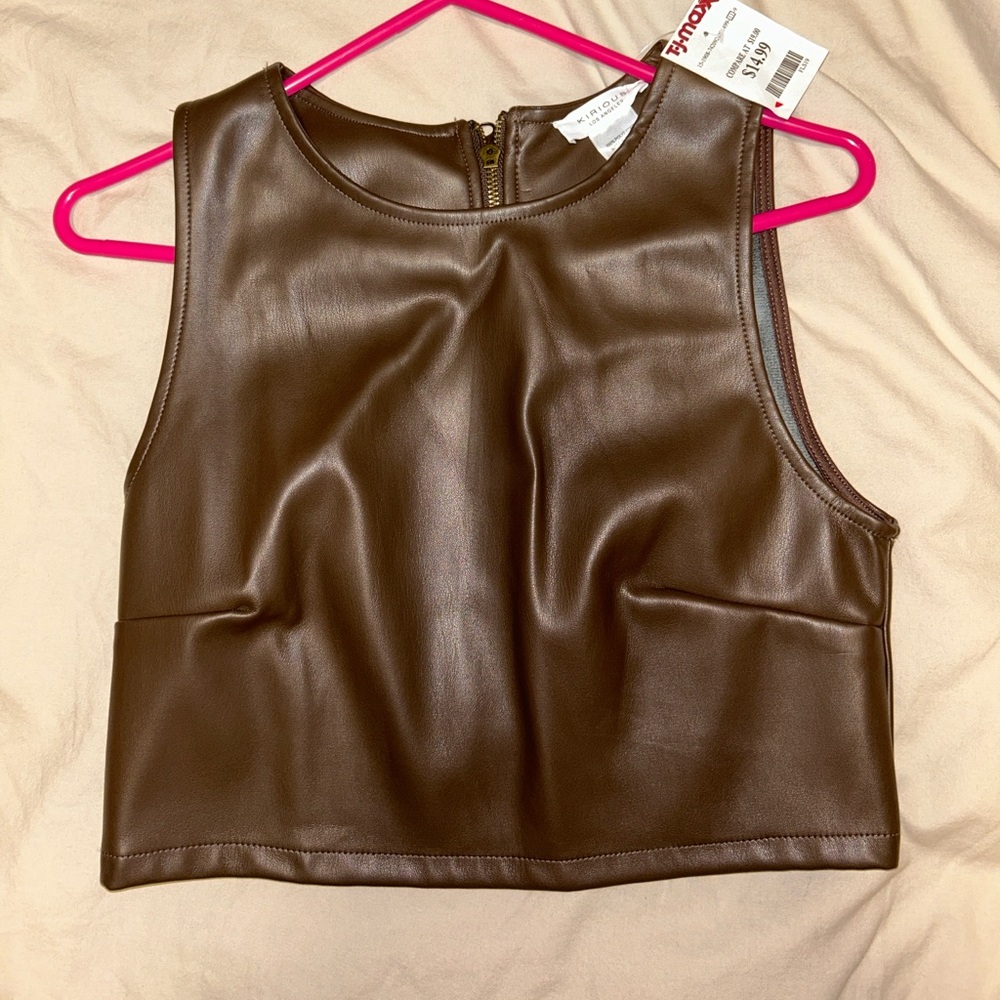 NWT Brown Leather Top